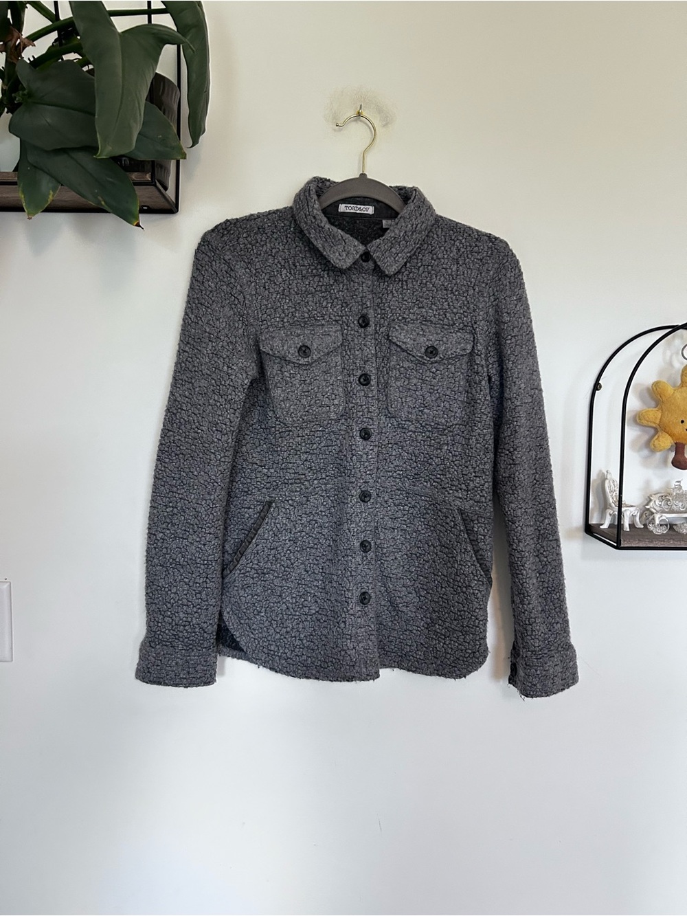 Toad & Co Gray Boxcan Sherpa Overshirt Size Small